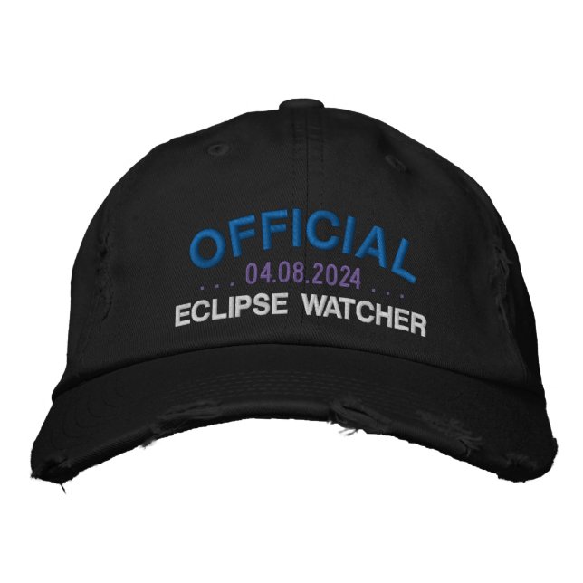 Official Eclipse Watcher Fun Saying Black Embroidered Hat (Front)