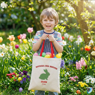 Official Egg Hunter Personalised Green Bunny Easte Tote Bag
