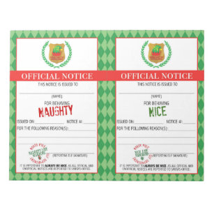 Official Elf Naughty and Nice Notice Notepad