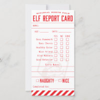Official Elf Report Card
