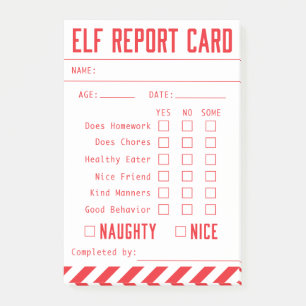 Official Elf Report Card Mini Post-it Notes