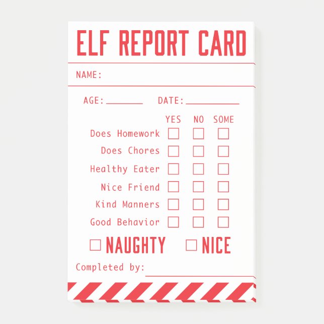 Official Elf Report Card Mini Post-it Notes (Front)