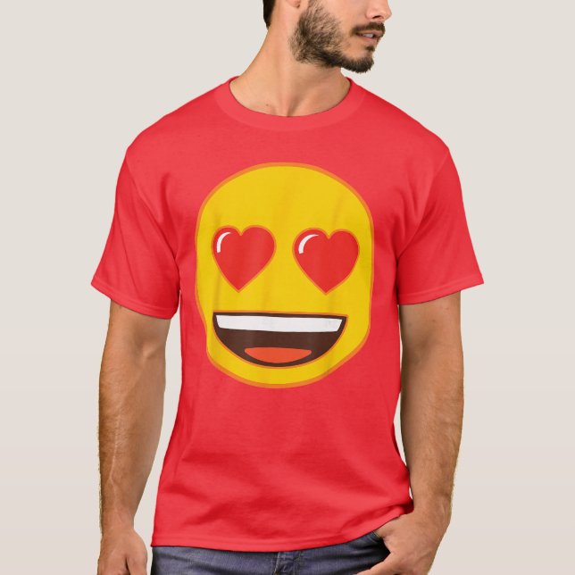 Official Emoji Heart Eyes Yellow Smile Face T-Shirt (Front)