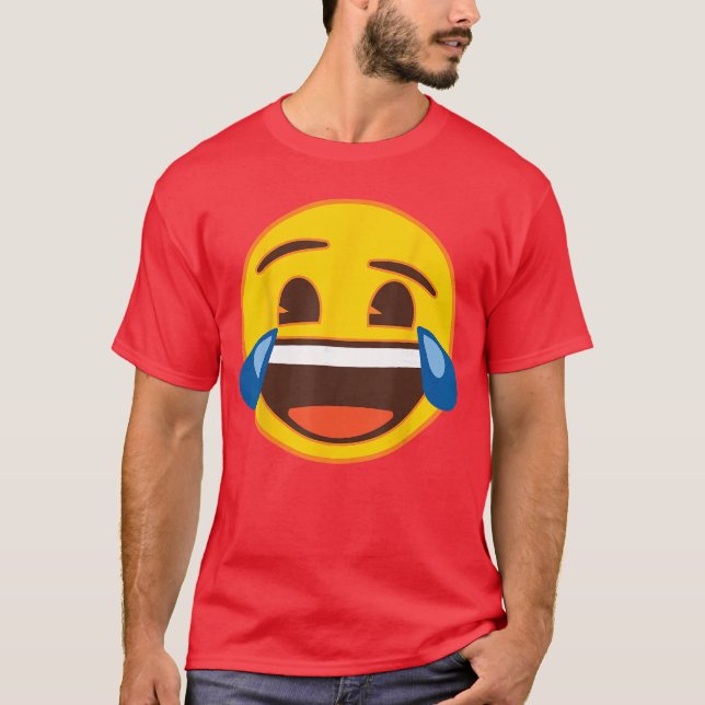 Official Emoji Laughing Tears Yellow Smile Face T-Shirt (Front)