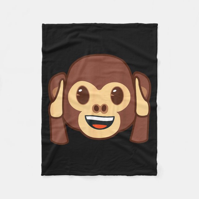 Official Emoji Monkey Holding Ears Yellow Smile Fa Fleece Blanket (Front)