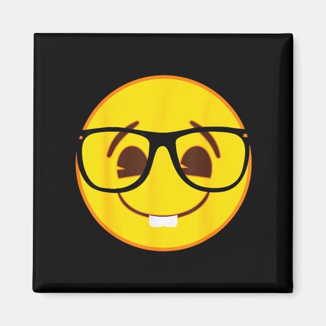 Official Emoji Nerd Gles Yellow Smile Face  Magnet (Front)