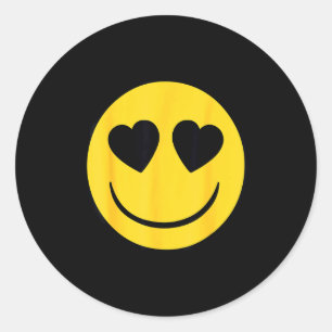 Official Emoji Retro Heart Eyes Yellow Smile Face  Classic Round Sticker