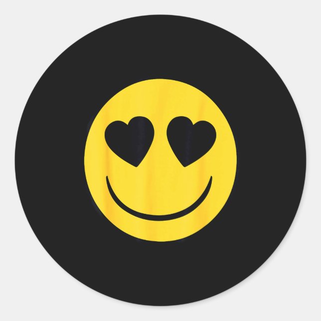 Official Emoji Retro Heart Eyes Yellow Smile Face  Classic Round Sticker (Front)