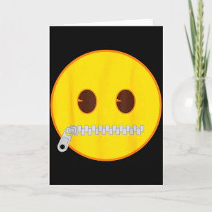 Official Emoji Zip Zipper Mouth Yellow Smile Face  Card