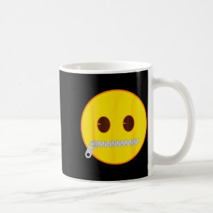 Official Emoji Zip Zipper Mouth Yellow Smile Face  Coffee Mug
