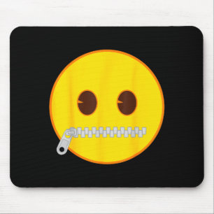 Official Emoji Zip Zipper Mouth Yellow Smile Face Mouse Pad