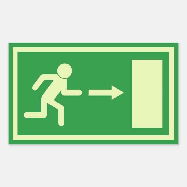 Official Euro Emergency, fire exit sign (right) Rectangular Sticker (Front)