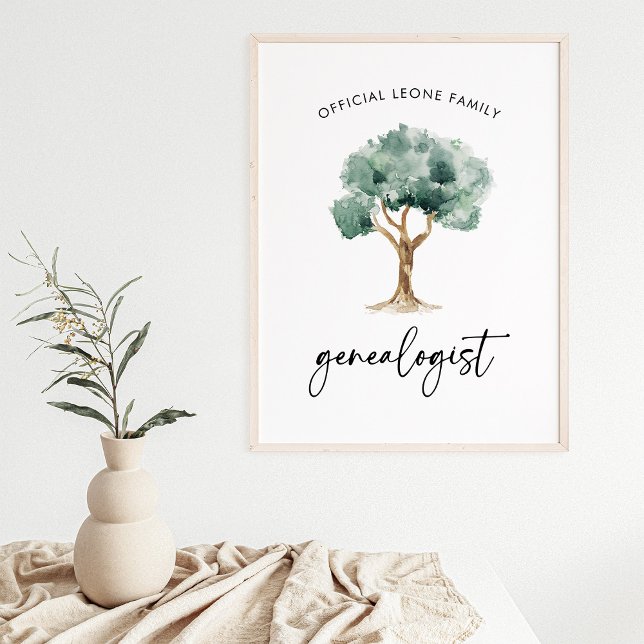 Official Family Genealogist with Tree | Stylish Poster (A stylish and elegant poster for the genealogist in your family)