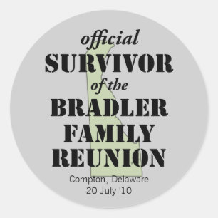 Official Family Reunion Survivor - Delaware Green Classic Round Sticker