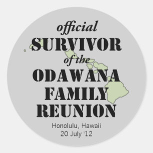 Official Family Reunion Survivor - Hawaii Green Classic Round Sticker