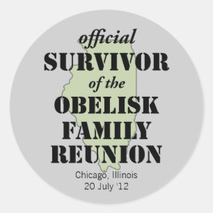 Official Family Reunion Survivor - Illinois Green Classic Round Sticker