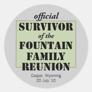 Official Family Reunion Survivor - Wyoming Green Classic Round Sticker