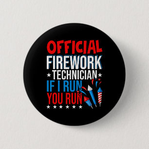 Official Firework Technician Usa Independence Day 6 Cm Round Badge