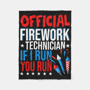 Official Firework Technician Usa Independence Day  Fleece Blanket
