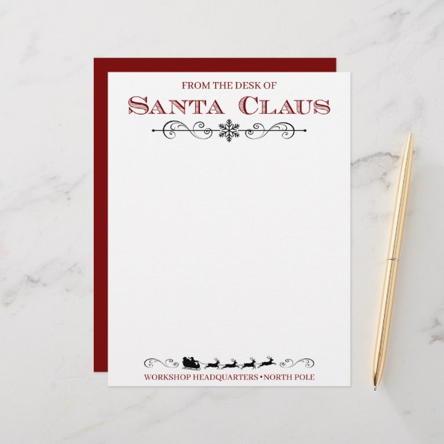 Official "From the Desk of Santa Claus" Letterhead (Front/Back In Situ)