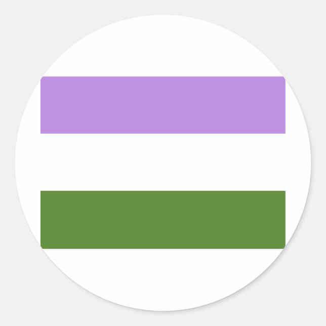 OFFICIAL GENDERQUEER PRIDE FLAG CLASSIC ROUND STICKER (Front)