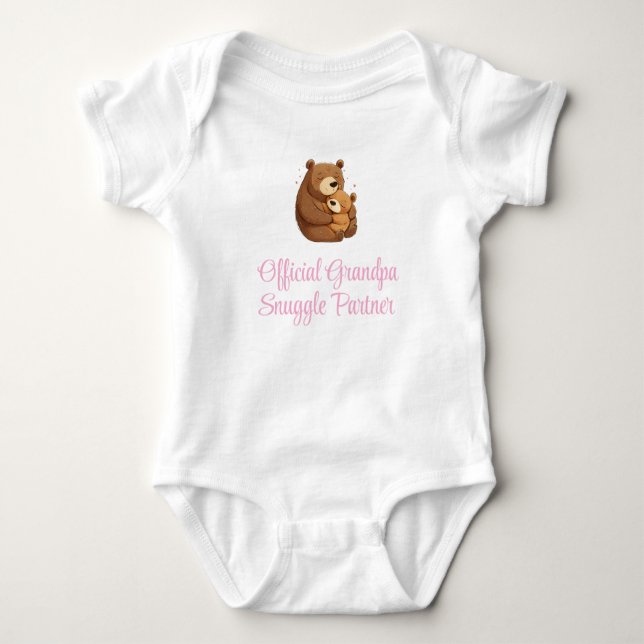 Official Grandpa Snuggle Partner, Baby Girl, Funny Baby Bodysuit (Front)