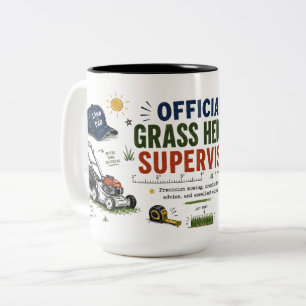 Official Grass Height Supervisor Lawn Dad   Two-Tone Coffee Mug