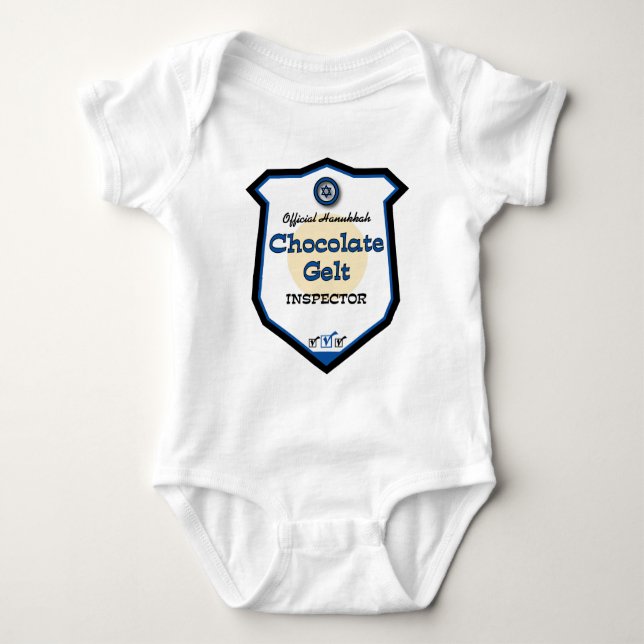 Official Hanukkah Chocolate Gelt Inspector Baby Bodysuit (Front)