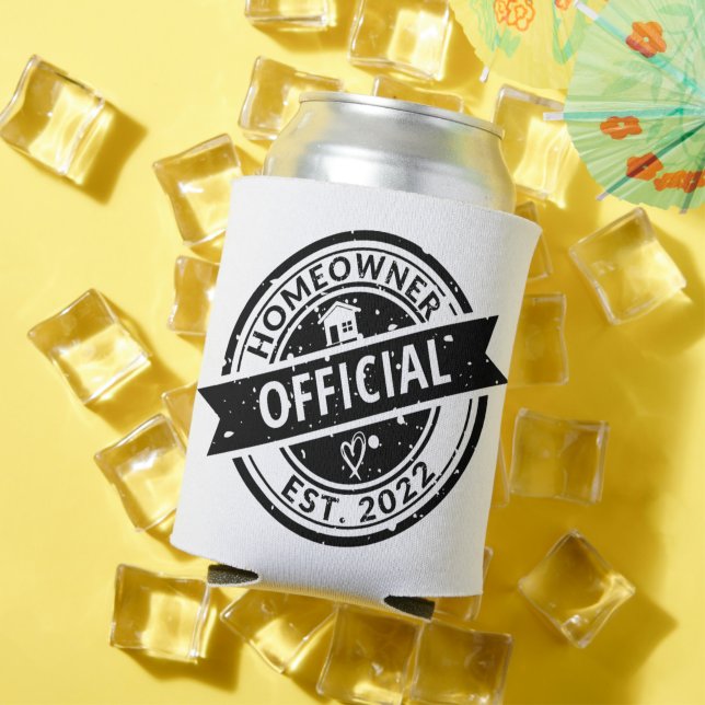 Official Homeowner EST.2022 Quote Housewarming Can Cooler (In Situ Summer)