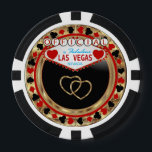 Official in Las Vegas Poker Chips<br><div class="desc">Casino style Poker Chip. Officially married in Las Vegas ready for you to personalise. Featuring deep red, gold and black design party favour keepsake for the wedding couple or your guest. ✔Note: Not all template areas need changed. 📌If you need further customisation, please click the "Click to Customise further" or...</div>