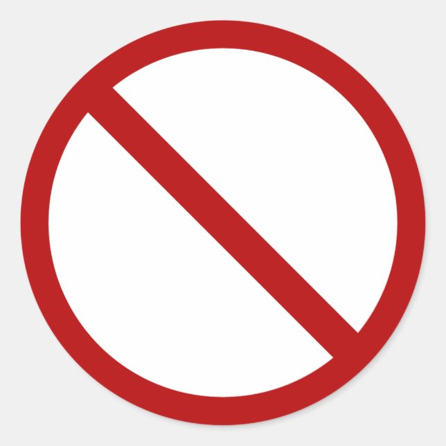 Official international no symbol ISO 3864-1 Classic Round Sticker (Front)