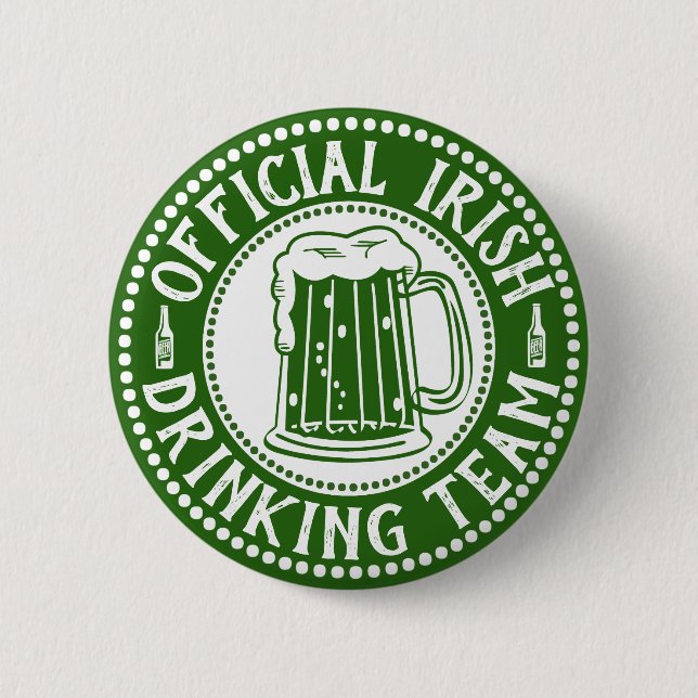 Official Irish Drinking Team Funny St Paddys Day 6 Cm Round Badge (Front)