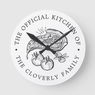 Official Kitchen   Pizza Themed  Round Clock