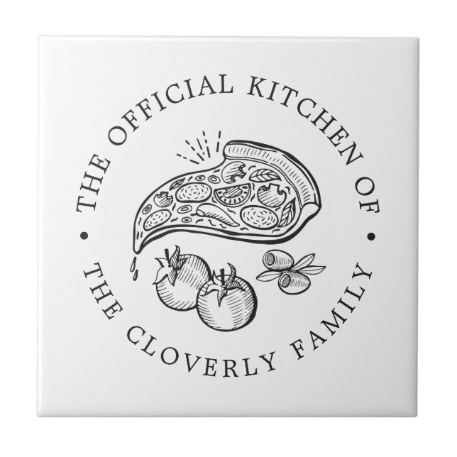 Official Kitchen | Pizza Themed Serving Ceramic Tile (Front)