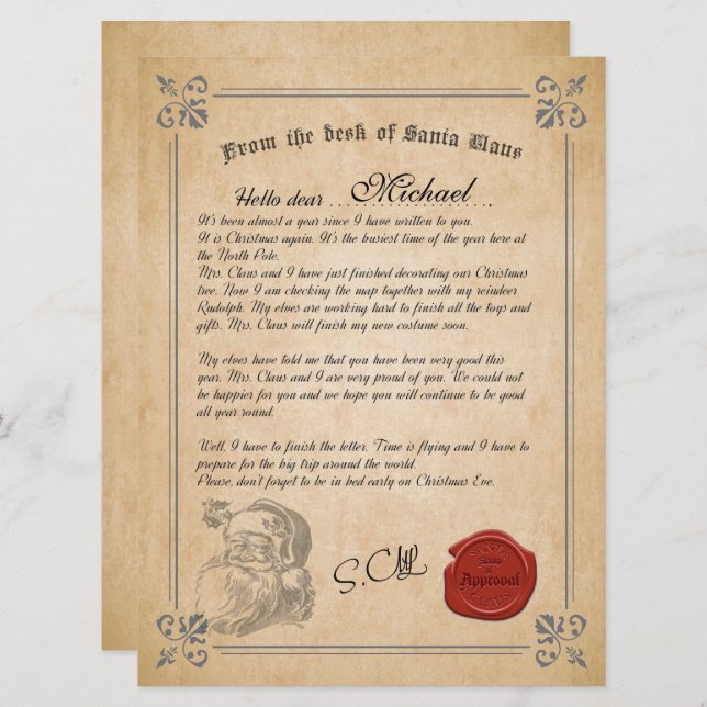 Official Letter From Santa Claus Holiday Card (Front/Back)