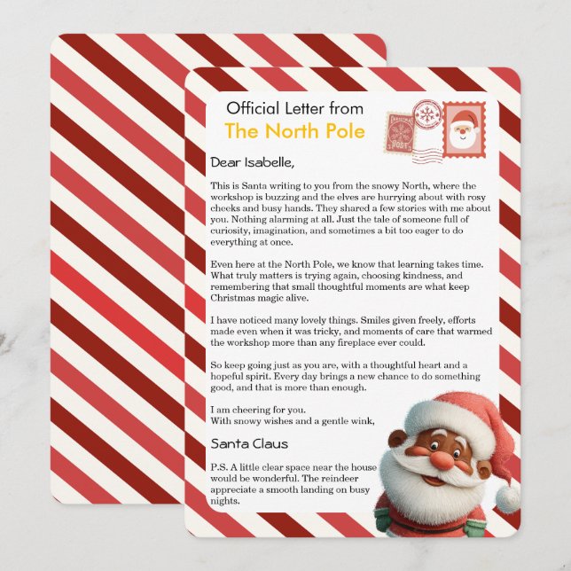 Official Letter from the North Pole for Kids Holiday Card (Front/Back)