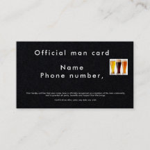Official man card, or pickup line