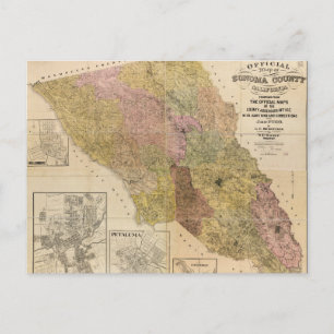 Official map of Sonoma County, California (1900) Postcard