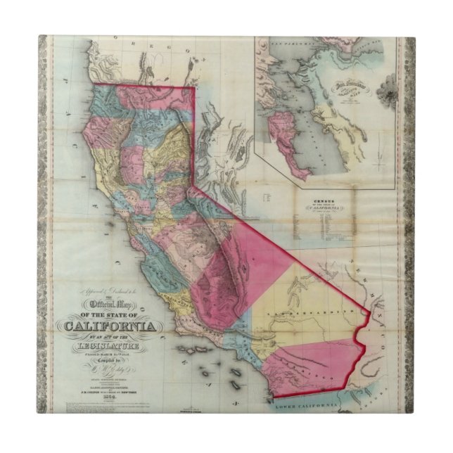 Official map of the State of California Tile (Front)