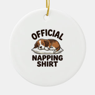 Official Napping Shirt Sleepy Dog Vintage Design_1 Ceramic Ornament