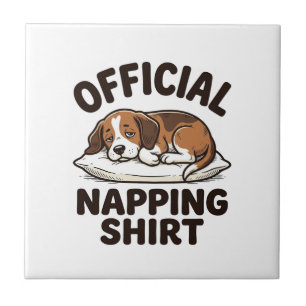 Official Napping Shirt Sleepy Dog Vintage Design_1 Ceramic Tile