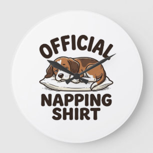 Official Napping Shirt Sleepy Dog Vintage Design_1 Large Clock