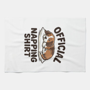 Official Napping Shirt Sleepy Dog Vintage Design_1 Tea Towel