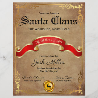 Official Nice List Certificate 2019