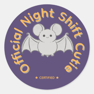 Official Night Shift Cutie Cute Bat Halloween Classic Round Sticker