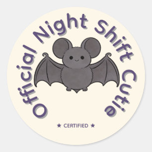 Official Night Shift Cutie Cute Bat Halloween Classic Round Sticker