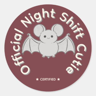 Official Night Shift Cutie Cute Bat Halloween Classic Round Sticker