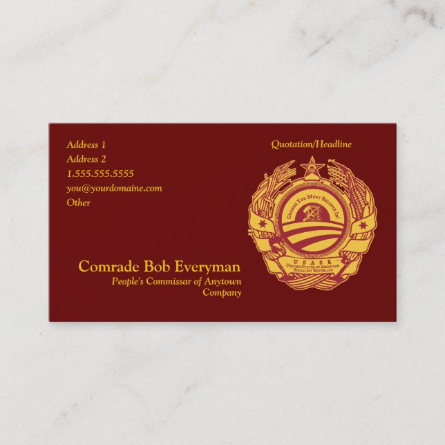 Official Obammunist Part Commissar Card (Front)