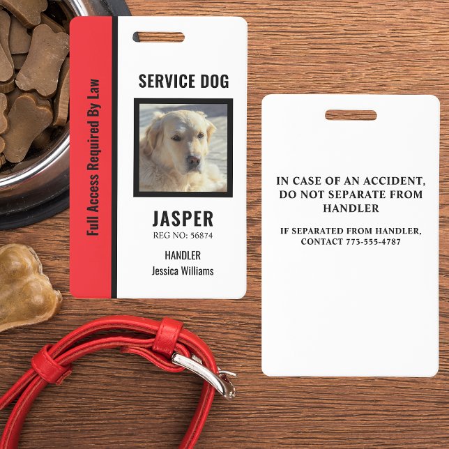 Official Personalised Red & White Service Dog  ID Badge (Creator Uploaded)