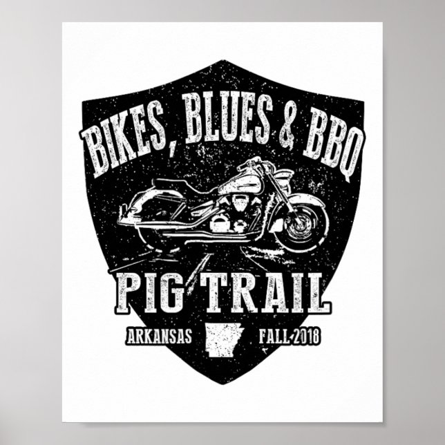 Official Pig Trail Bikes Blues Bbq Motorcycle  Poster (Front)